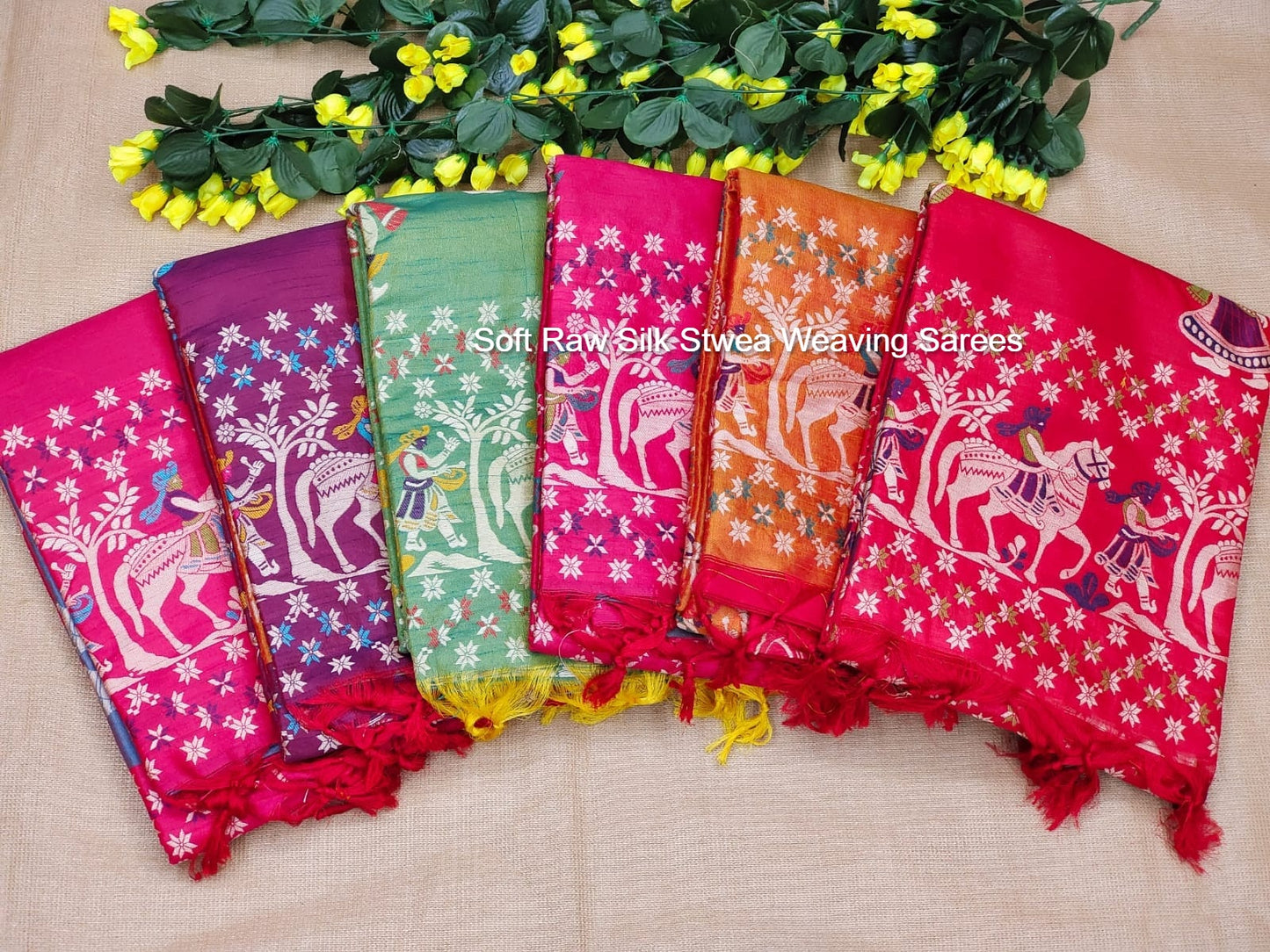 Soft Raw Silk Stwea Weaving Sarees