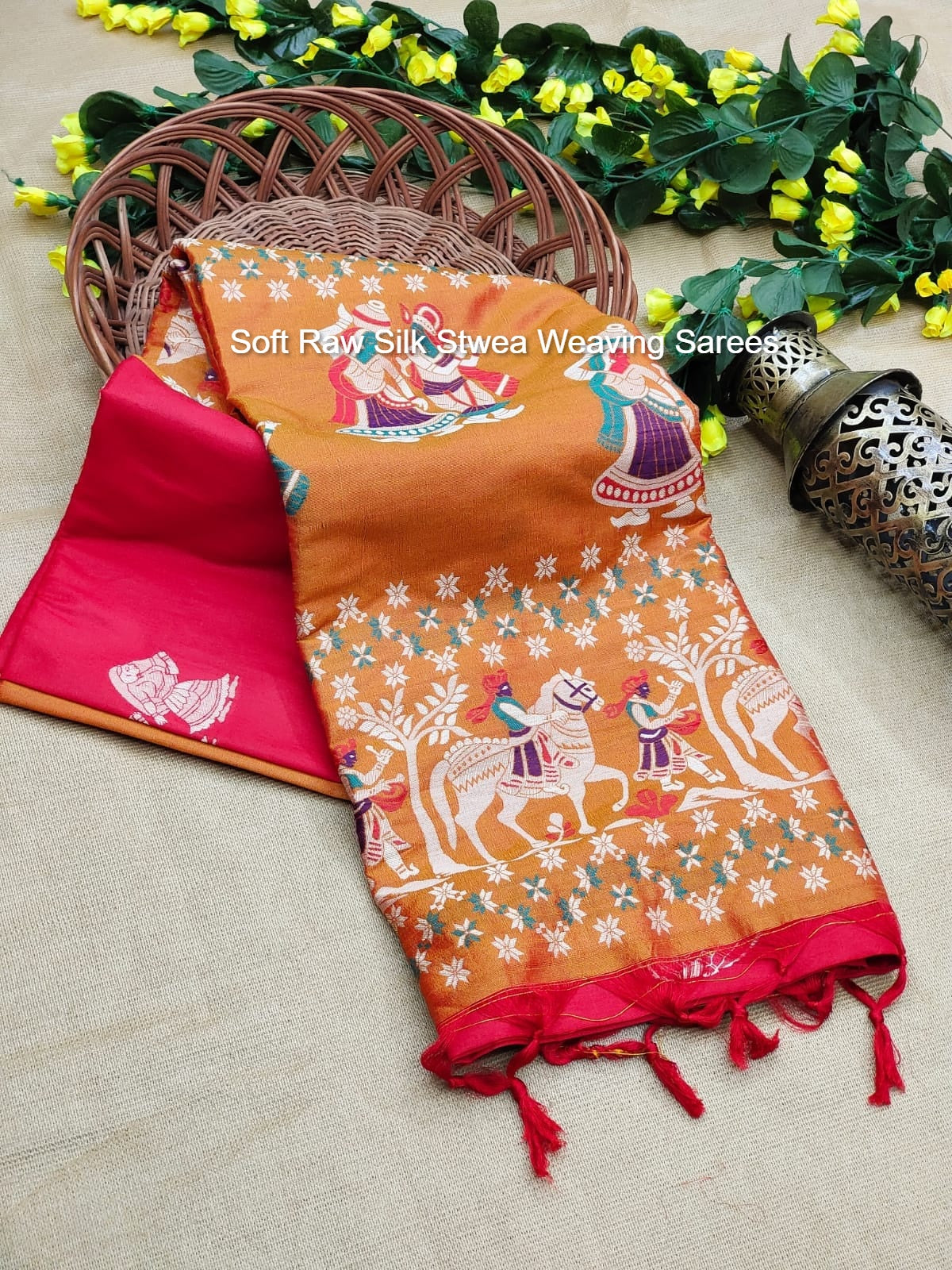 Soft Raw Silk Stwea Weaving Sarees