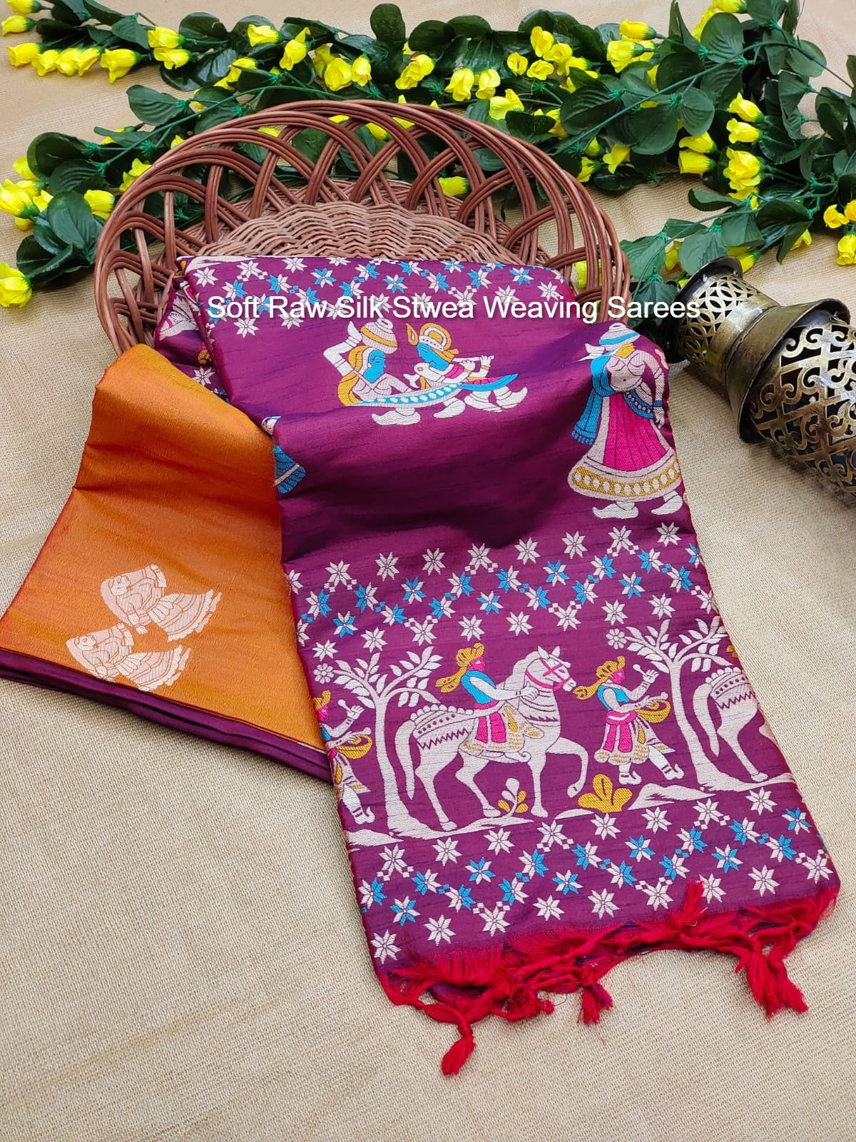 Soft Raw Silk Stwea Weaving Sarees