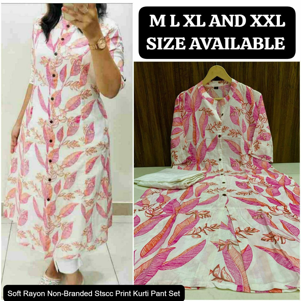 Soft Rayon Non-Branded Stscc Print Kurti Pant Set