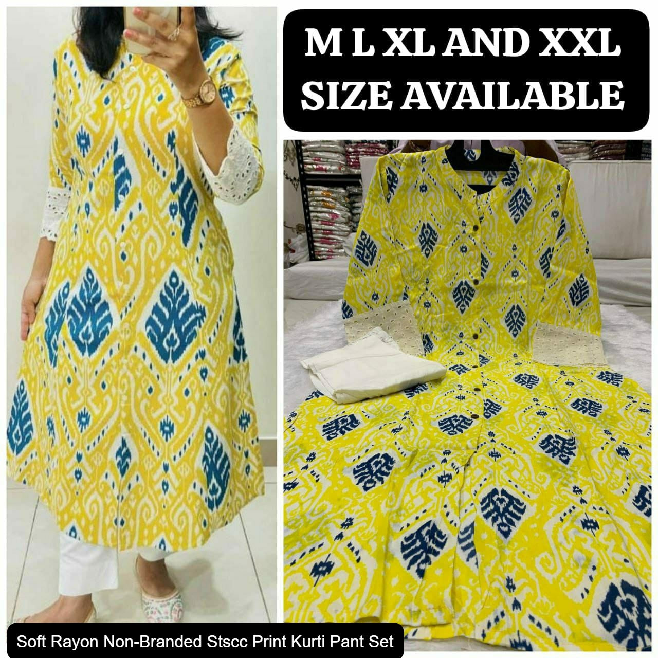 Soft Rayon Non-Branded Stscc Print Kurti Pant Set