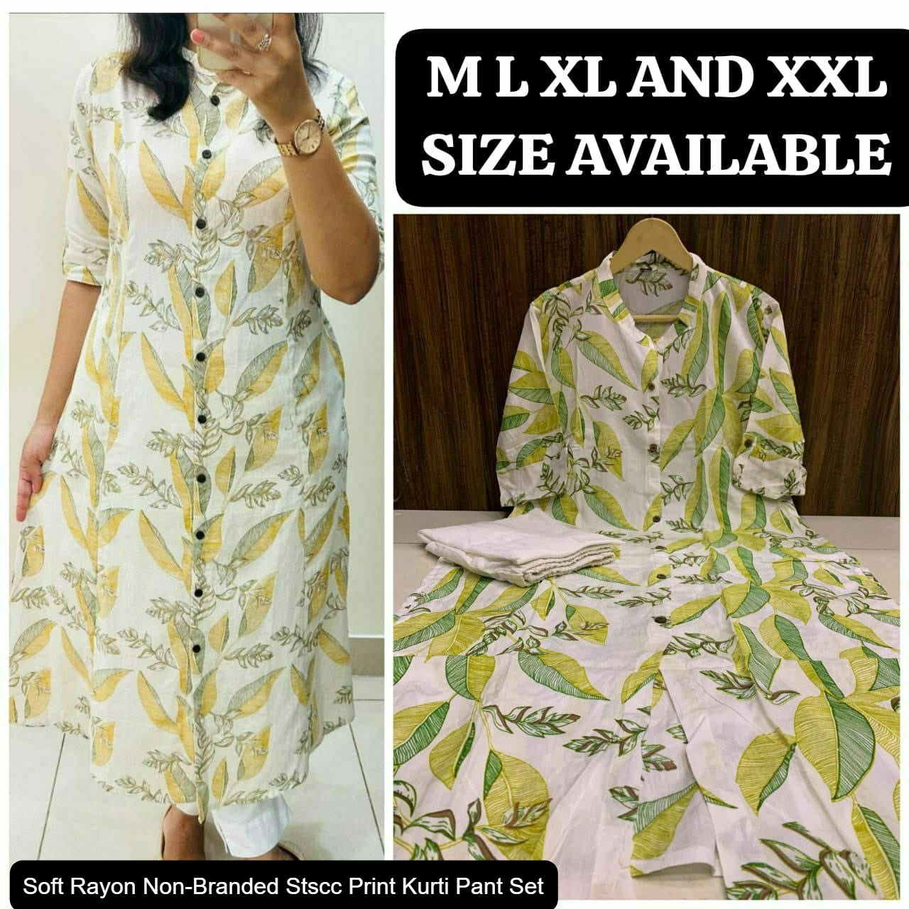 Soft Rayon Non-Branded Stscc Print Kurti Pant Set