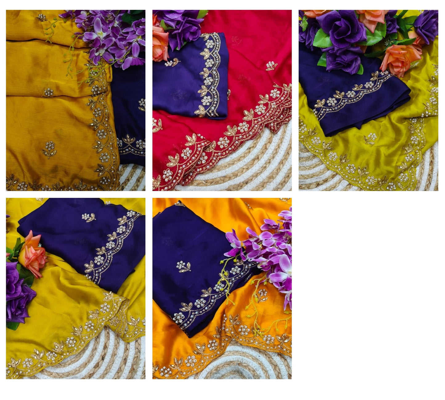 Soft Sartin Non-Branded Stvae Chiffon Silk Sarees