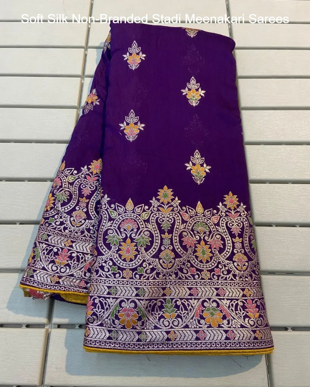 Soft Silk Non-Branded Stadi Meenakari Sarees