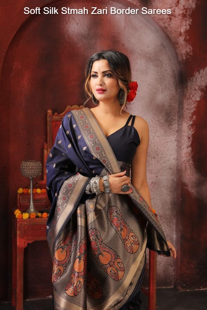 Soft Silk Stmah Zari Border Sarees