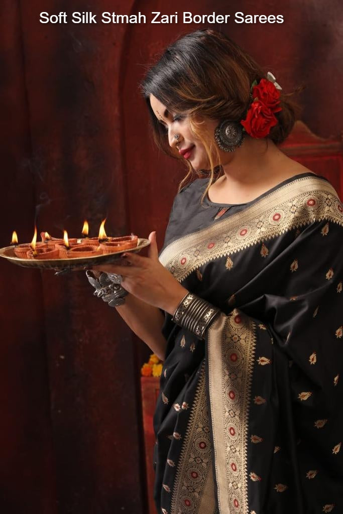 Soft Silk Stmah Zari Border Sarees