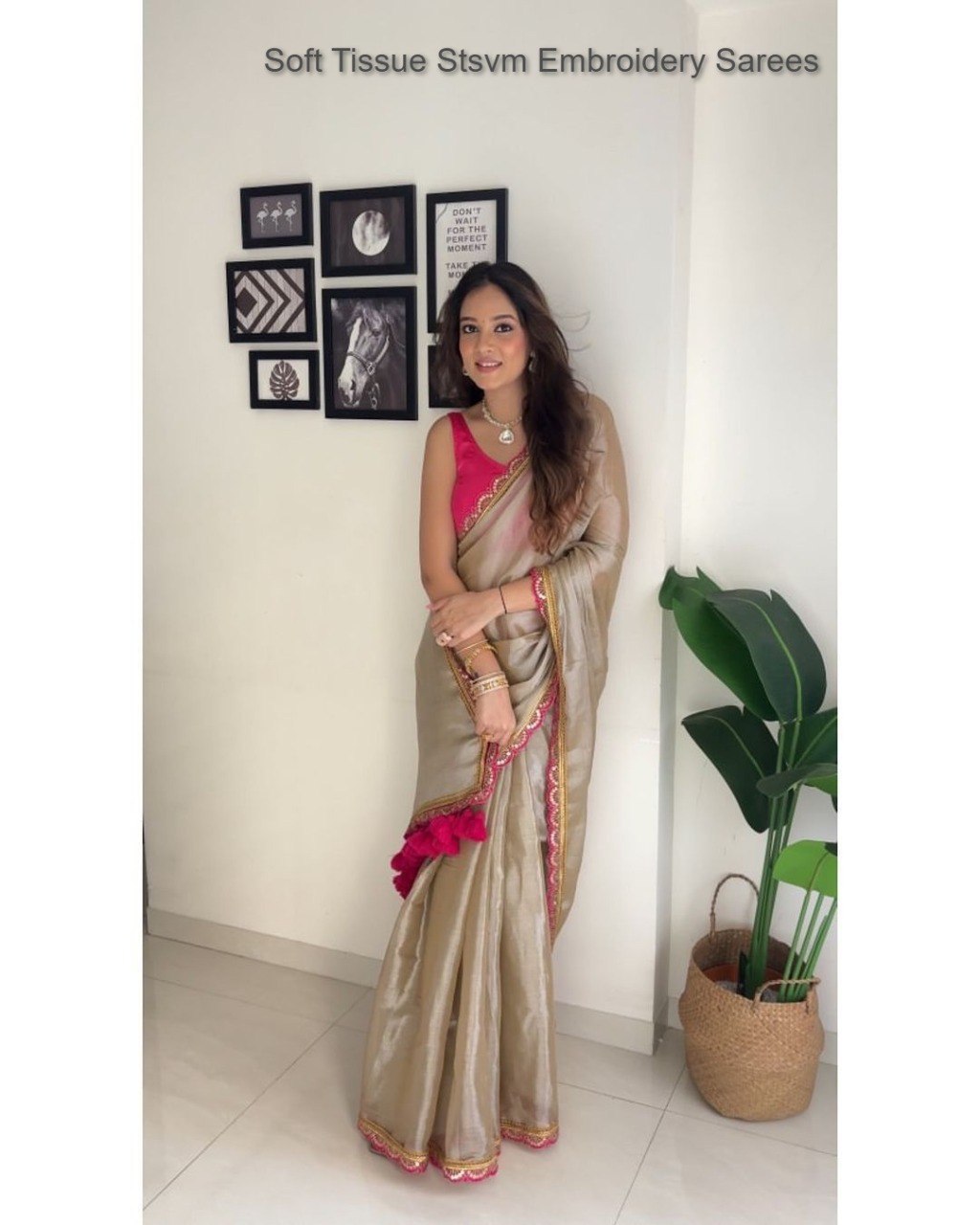 Soft Tissue Stsvm Embroidery Sarees