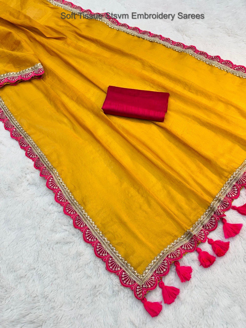 Soft Tissue Stsvm Embroidery Sarees