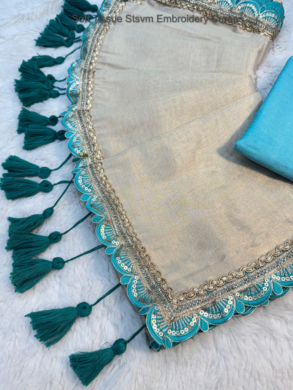 Soft Tissue Stsvm Embroidery Sarees