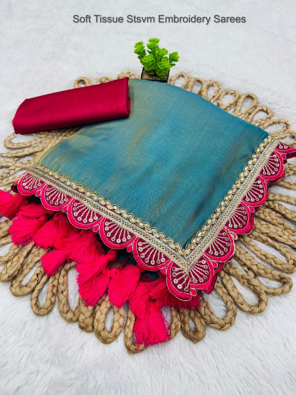 Soft Tissue Stsvm Embroidery Sarees