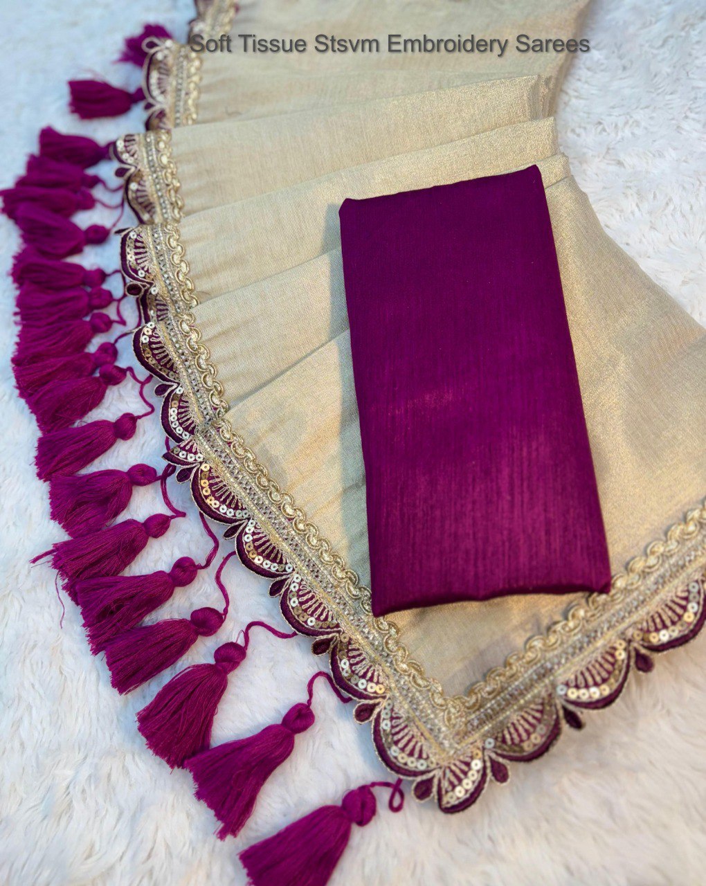 Soft Tissue Stsvm Embroidery Sarees
