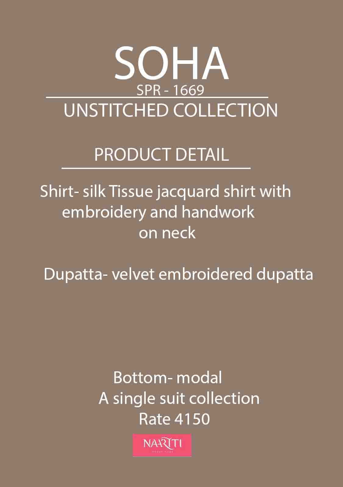Soha Naariti Neck Work Velvet Suits