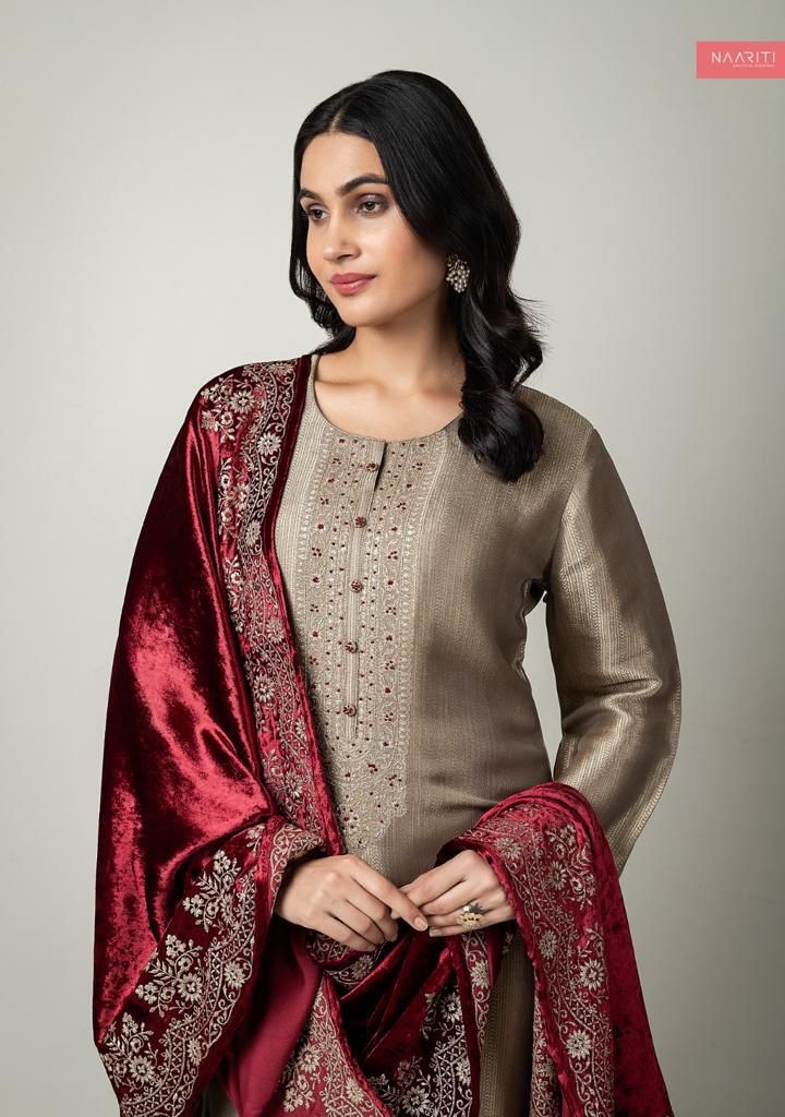 Soha Naariti Neck Work Velvet Suits