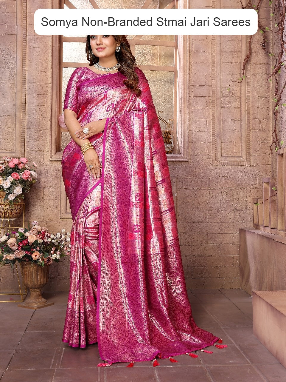 Somya Non-Branded Stmai Jari Sarees