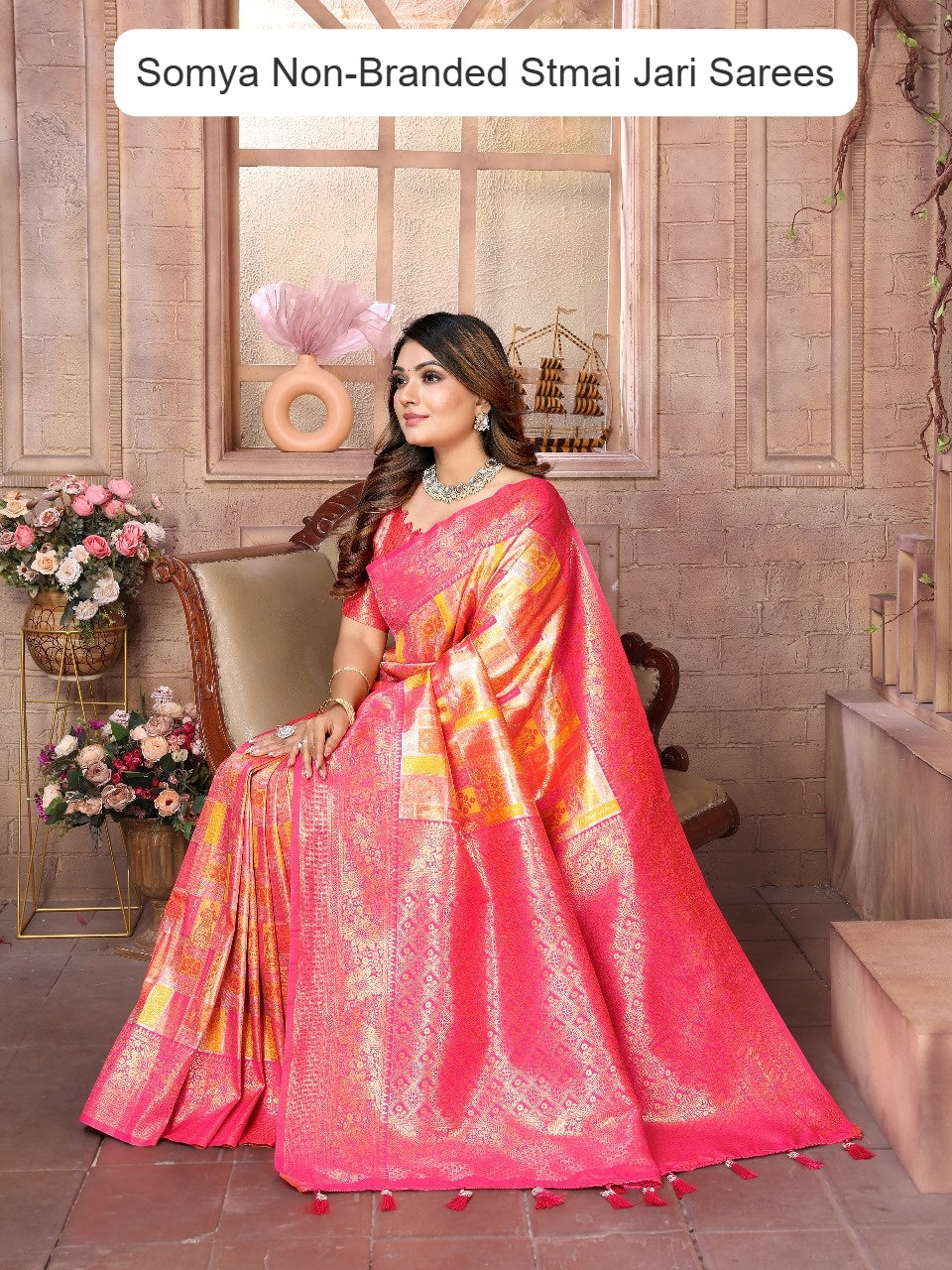 Somya Non-Branded Stmai Jari Sarees