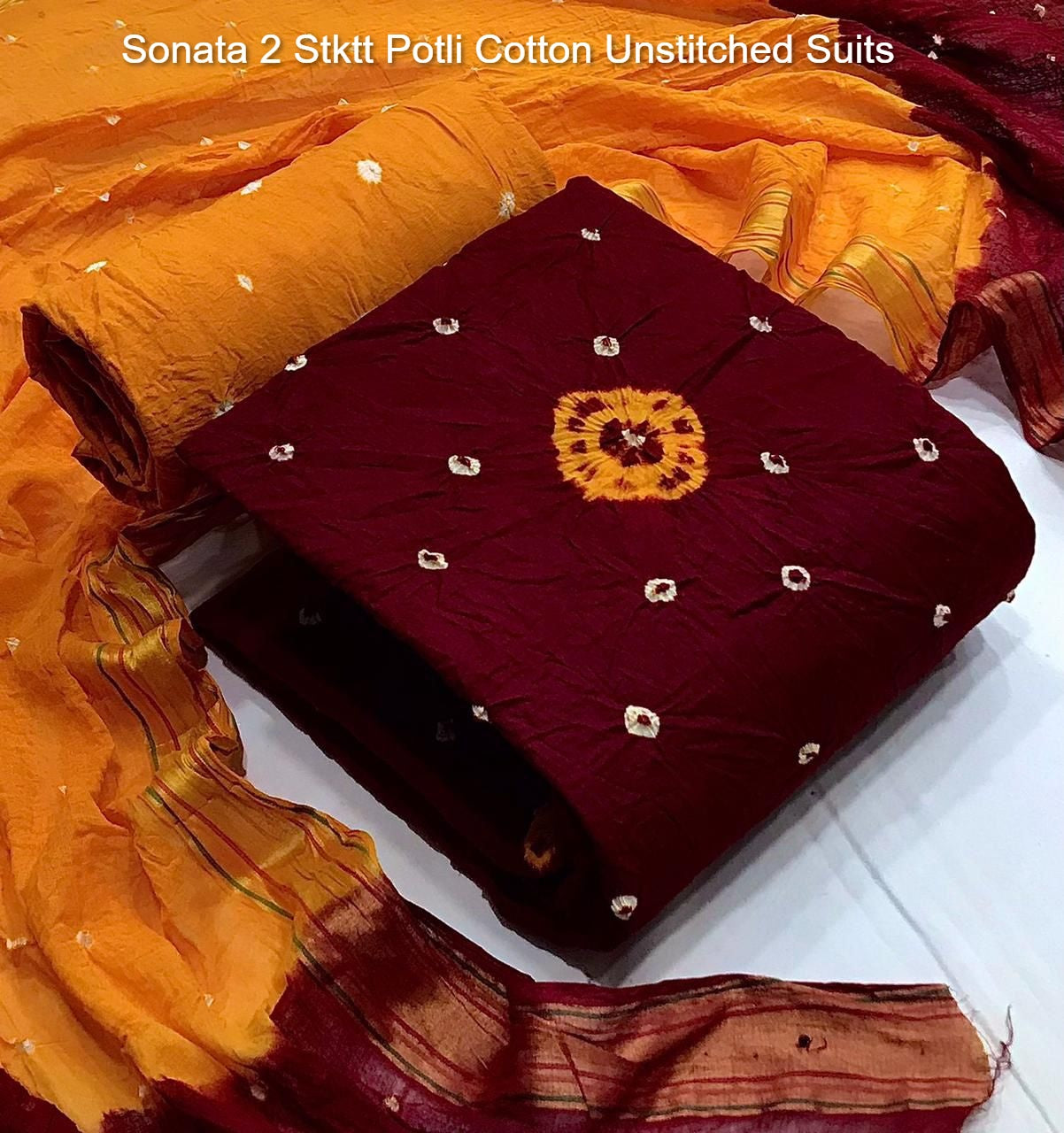 Sonata 2 Stktt Potli Cotton Unstitched Suits