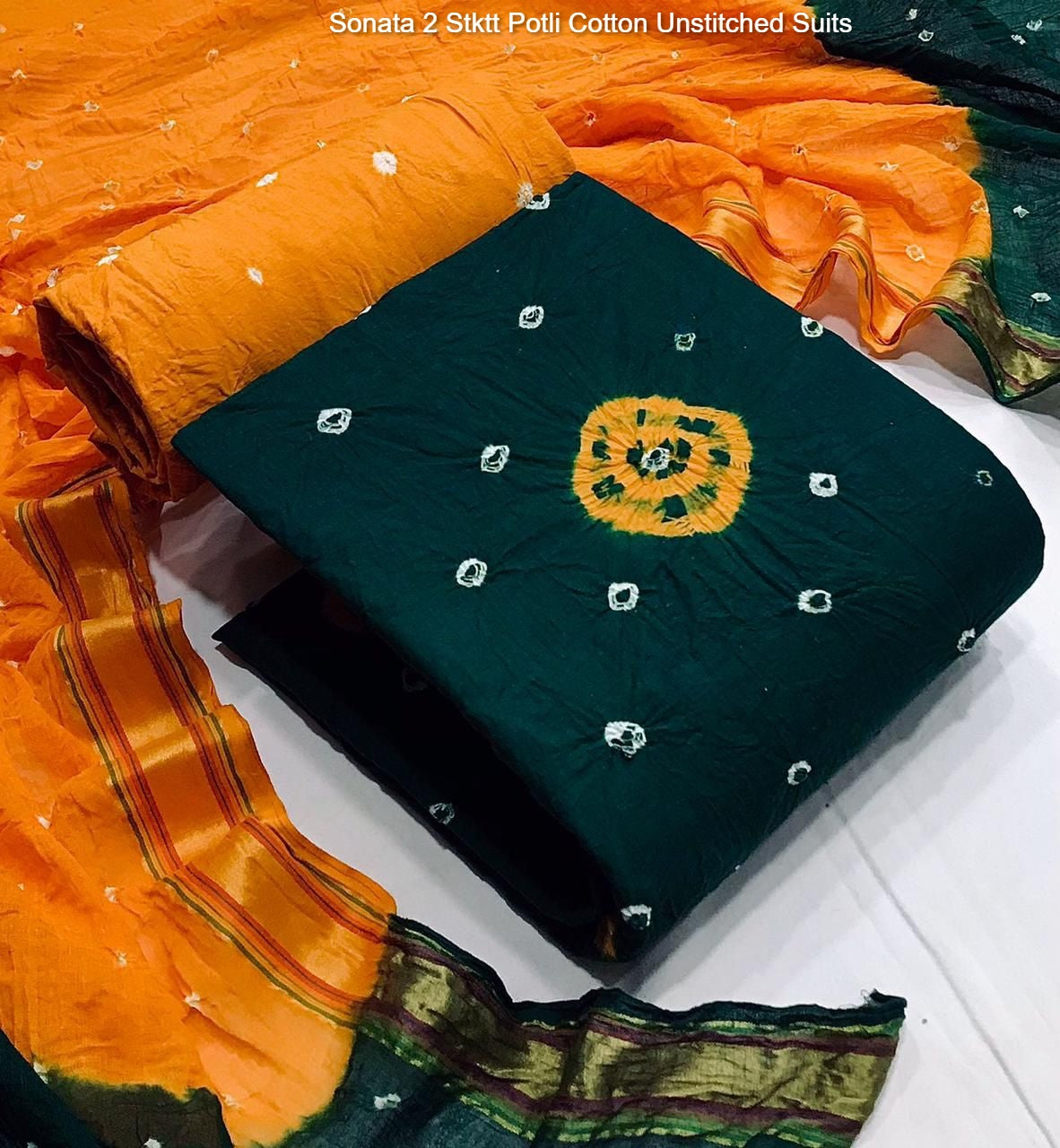 Sonata 2 Stktt Potli Cotton Unstitched Suits