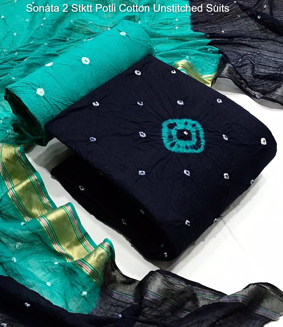 Sonata 2 Stktt Potli Cotton Unstitched Suits
