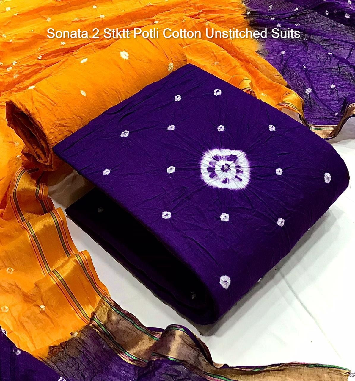 Sonata 2 Stktt Potli Cotton Unstitched Suits
