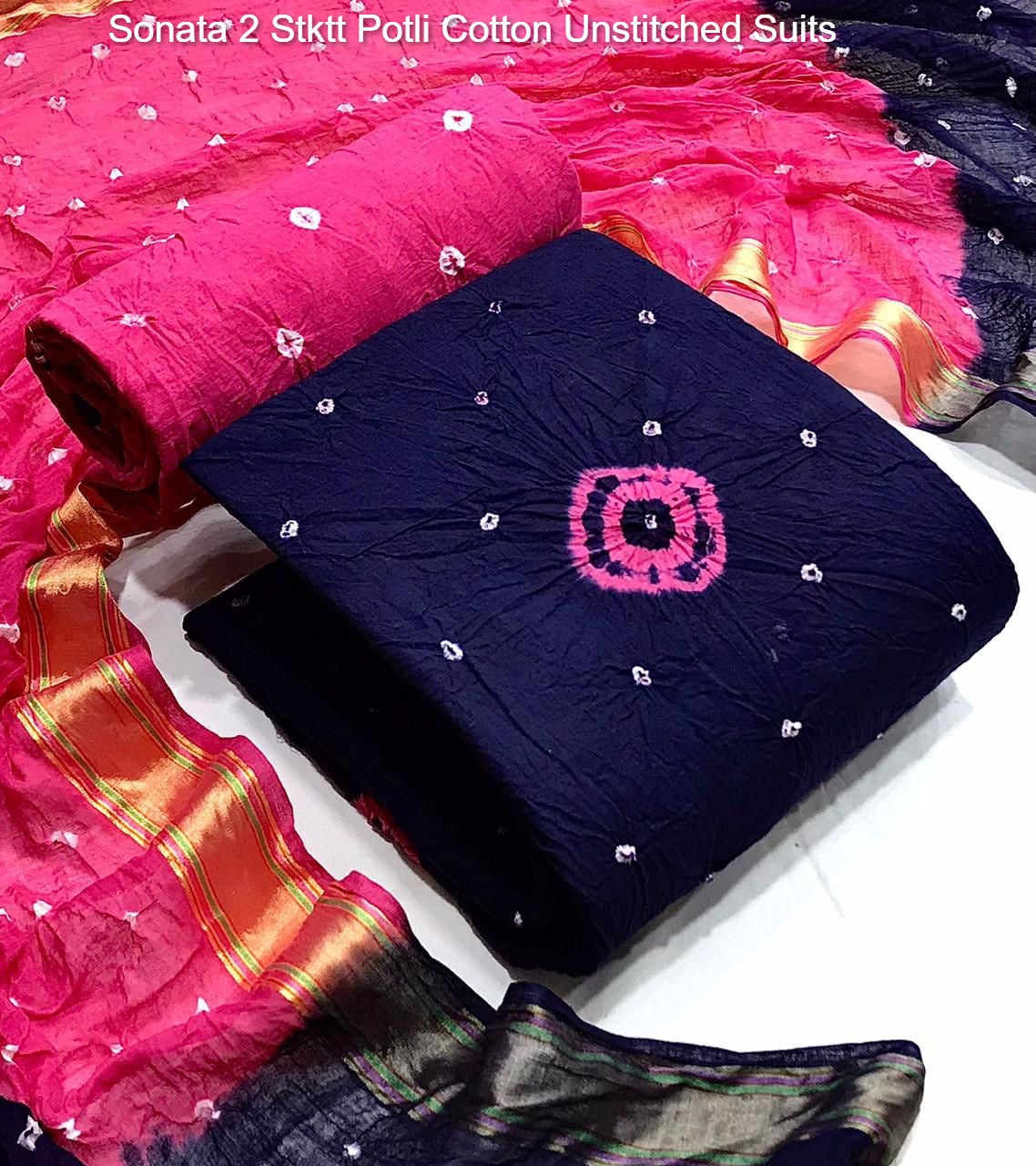 Sonata 2 Stktt Potli Cotton Unstitched Suits