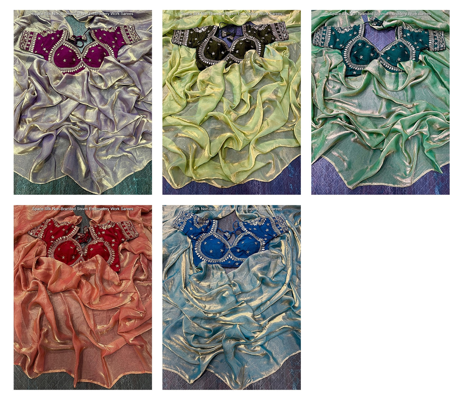 Space Silk Non-Branded Stsvm Embroidery Work Sarees