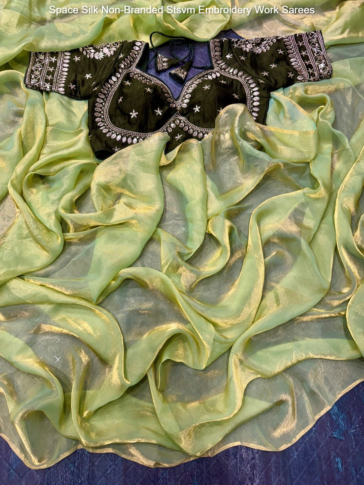 Space Silk Non-Branded Stsvm Embroidery Work Sarees