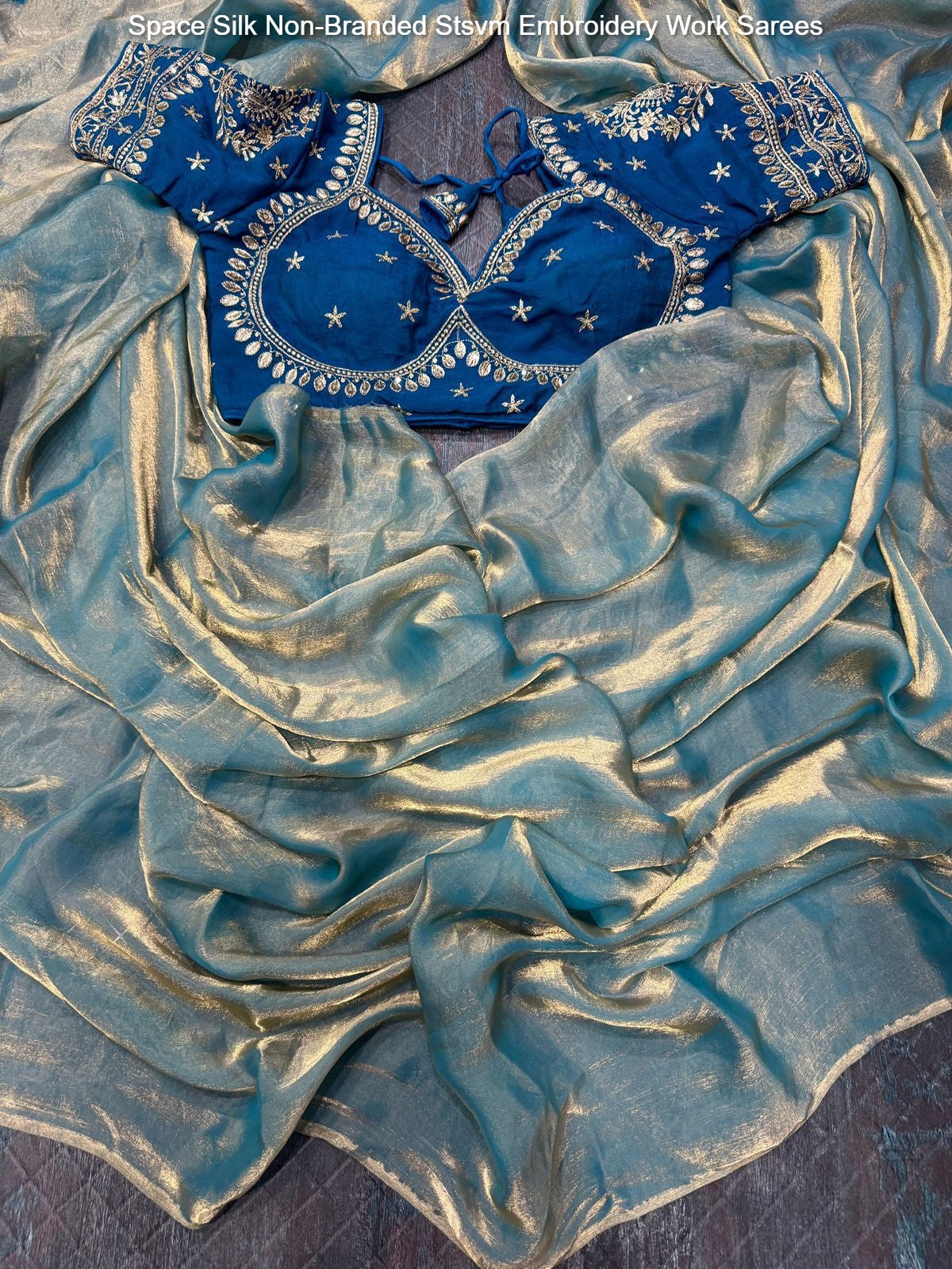 Space Silk Non-Branded Stsvm Embroidery Work Sarees