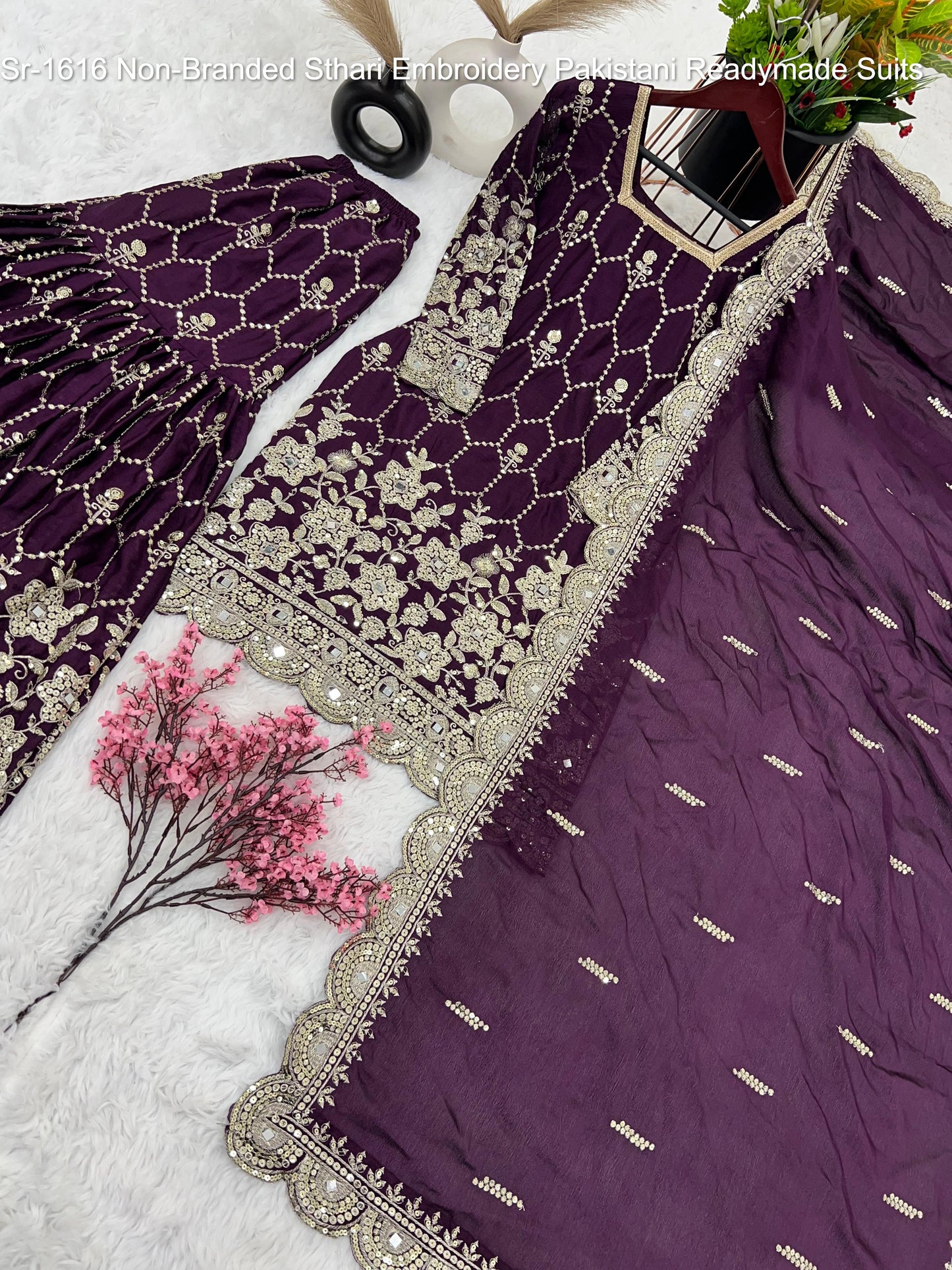 Sr-1616 Non-Branded Sthari Embroidery Pakistani Readymade Suits