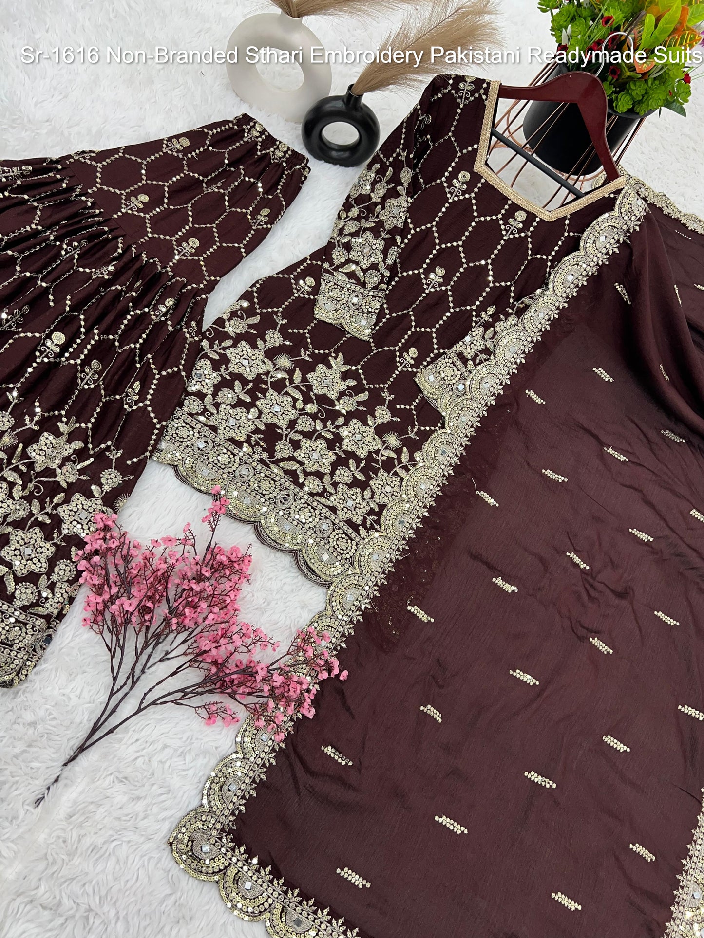 Sr-1616 Non-Branded Sthari Embroidery Pakistani Readymade Suits
