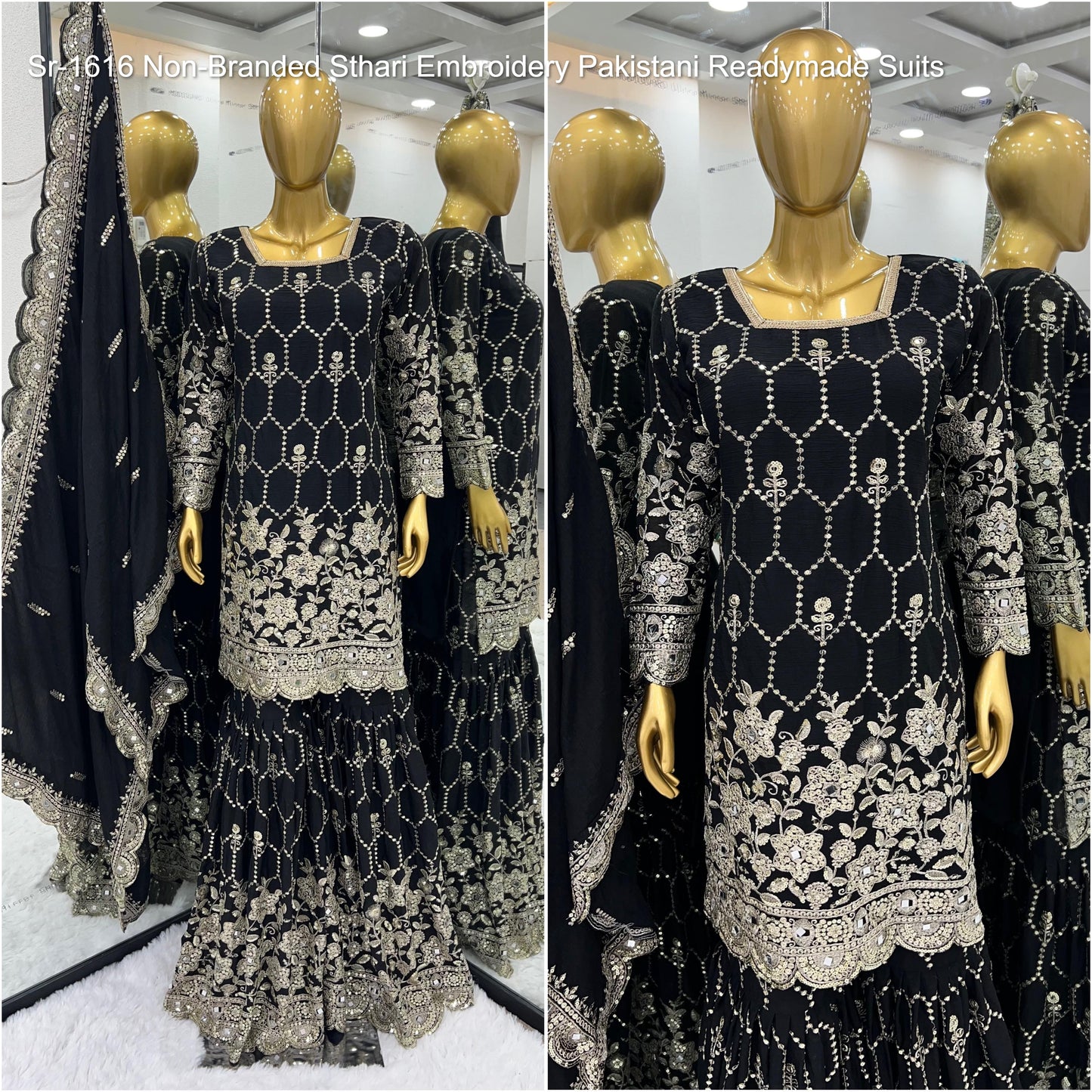 Sr-1616 Non-Branded Sthari Embroidery Pakistani Readymade Suits