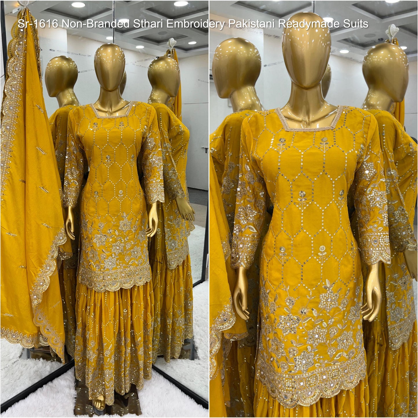 Sr-1616 Non-Branded Sthari Embroidery Pakistani Readymade Suits