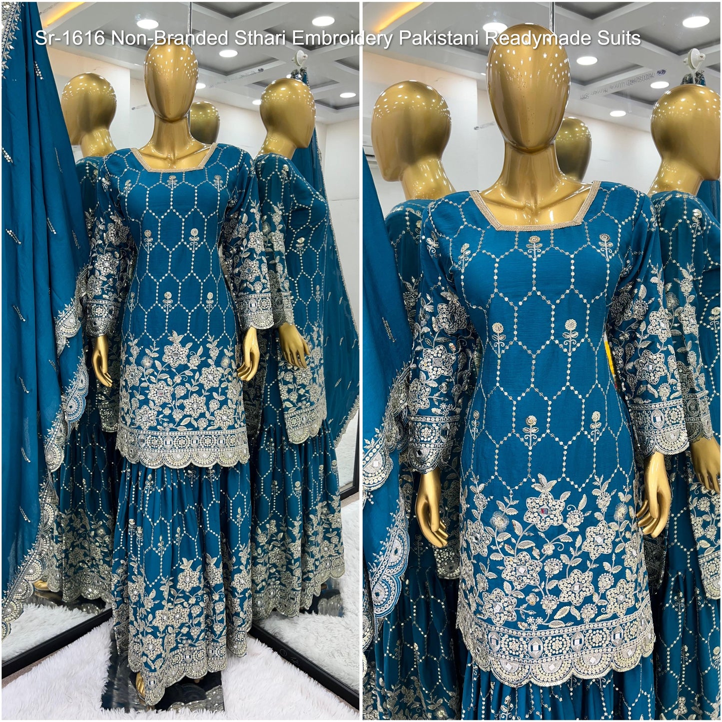 Sr-1616 Non-Branded Sthari Embroidery Pakistani Readymade Suits