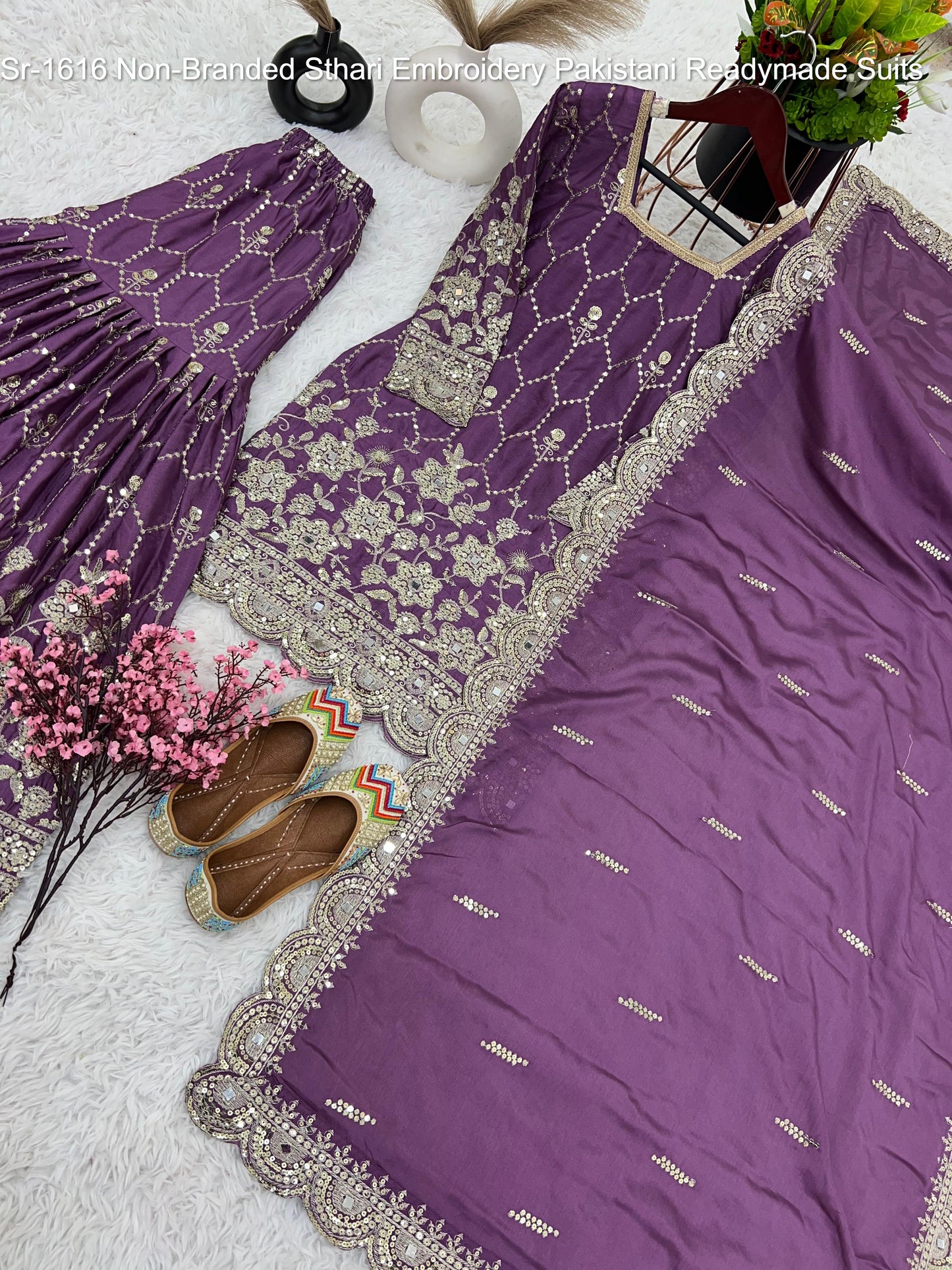 Sr-1616 Non-Branded Sthari Embroidery Pakistani Readymade Suits