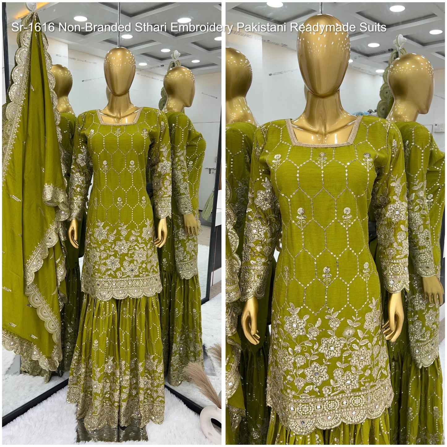 Sr-1616 Non-Branded Sthari Embroidery Pakistani Readymade Suits