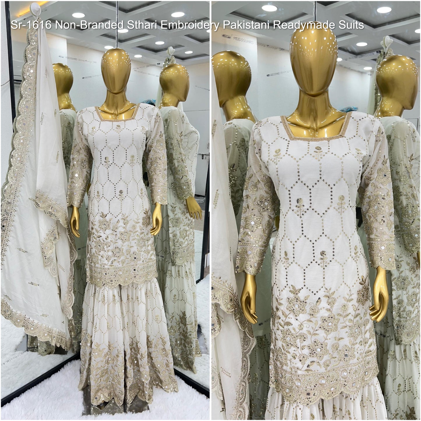 Sr-1616 Non-Branded Sthari Embroidery Pakistani Readymade Suits