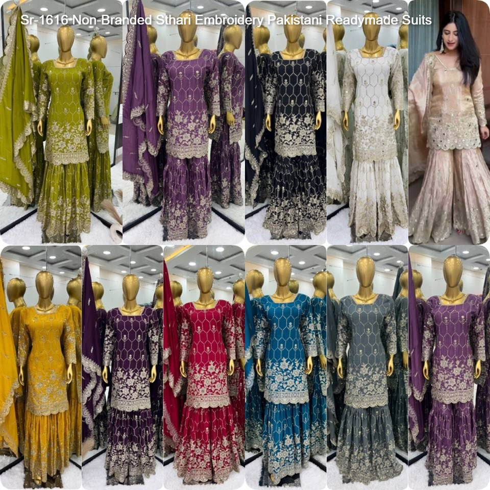 Sr-1616 Non-Branded Sthari Embroidery Pakistani Readymade Suits
