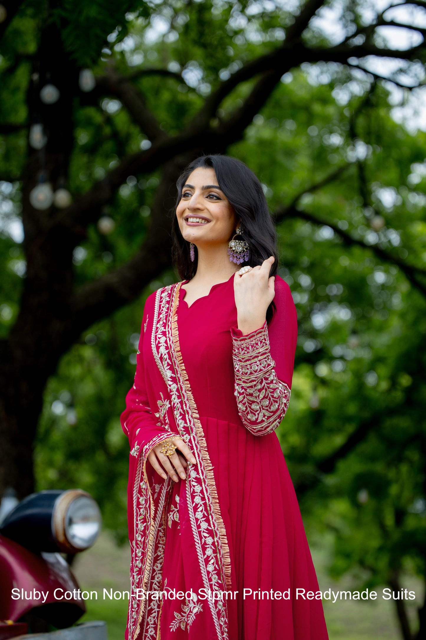 Sr-1634 Pink Non-Branded Sthari Anarkali Readymade Suits