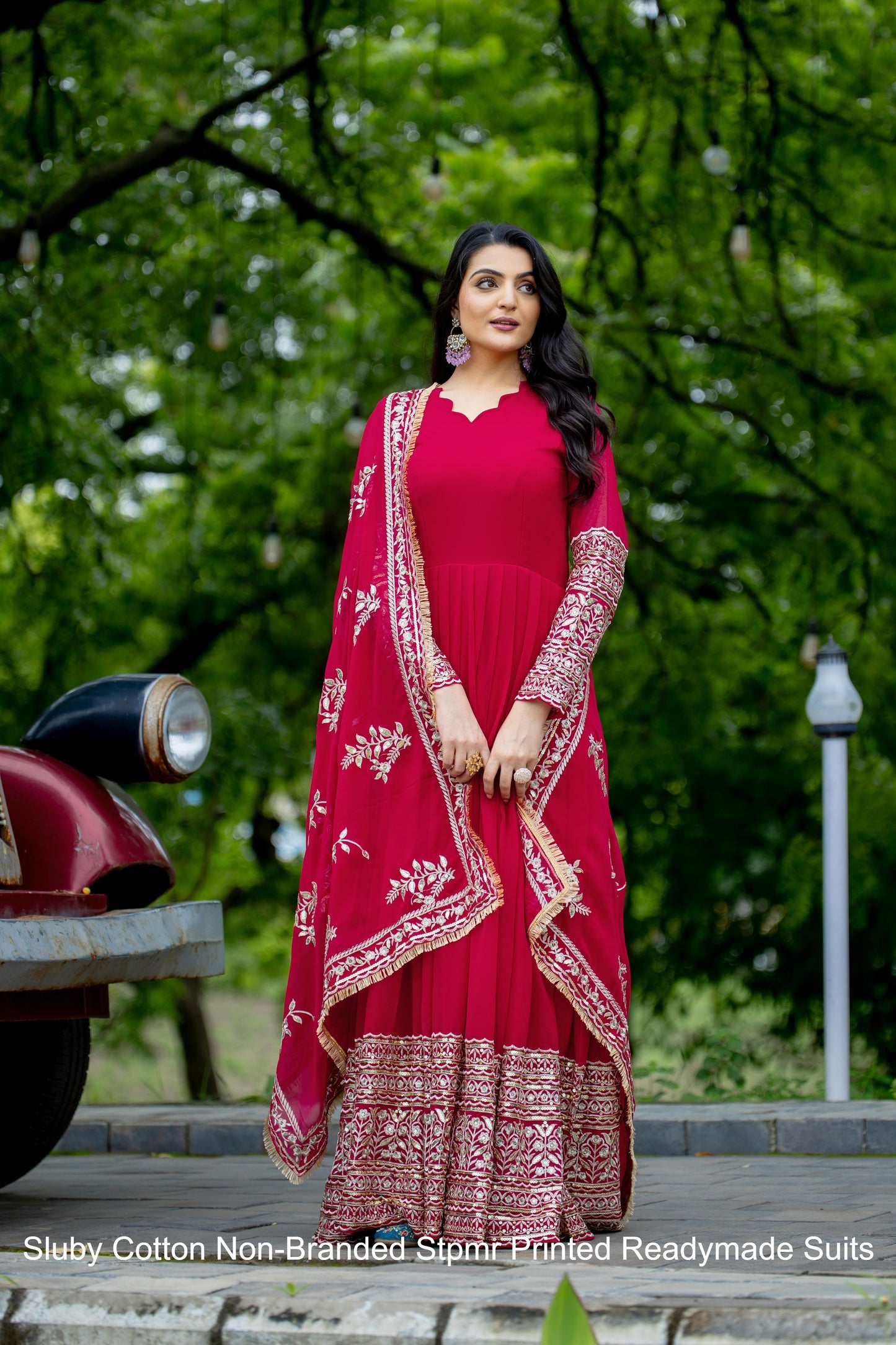 Sr-1634 Pink Non-Branded Sthari Anarkali Readymade Suits