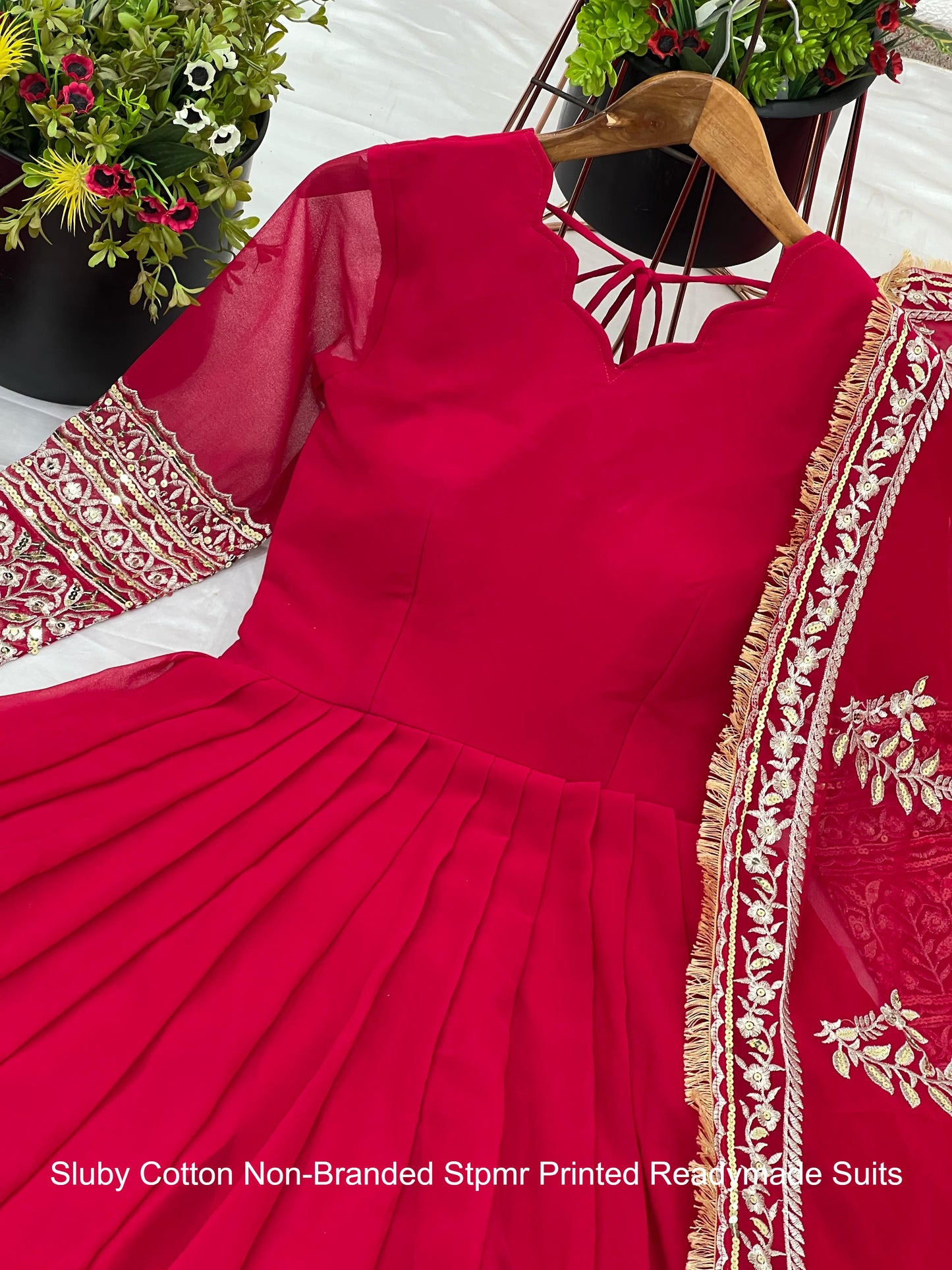 Sr-1634 Pink Non-Branded Sthari Anarkali Readymade Suits