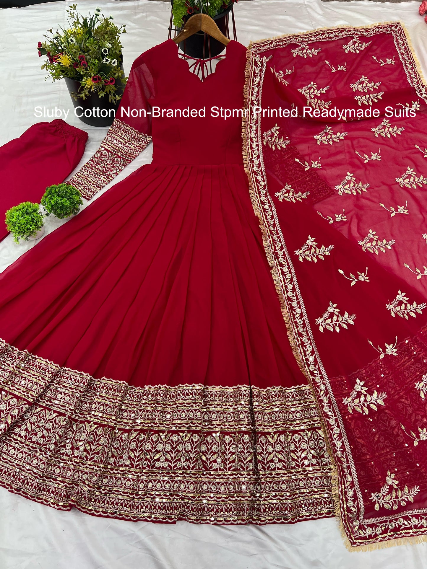Sr-1634 Pink Non-Branded Sthari Anarkali Readymade Suits