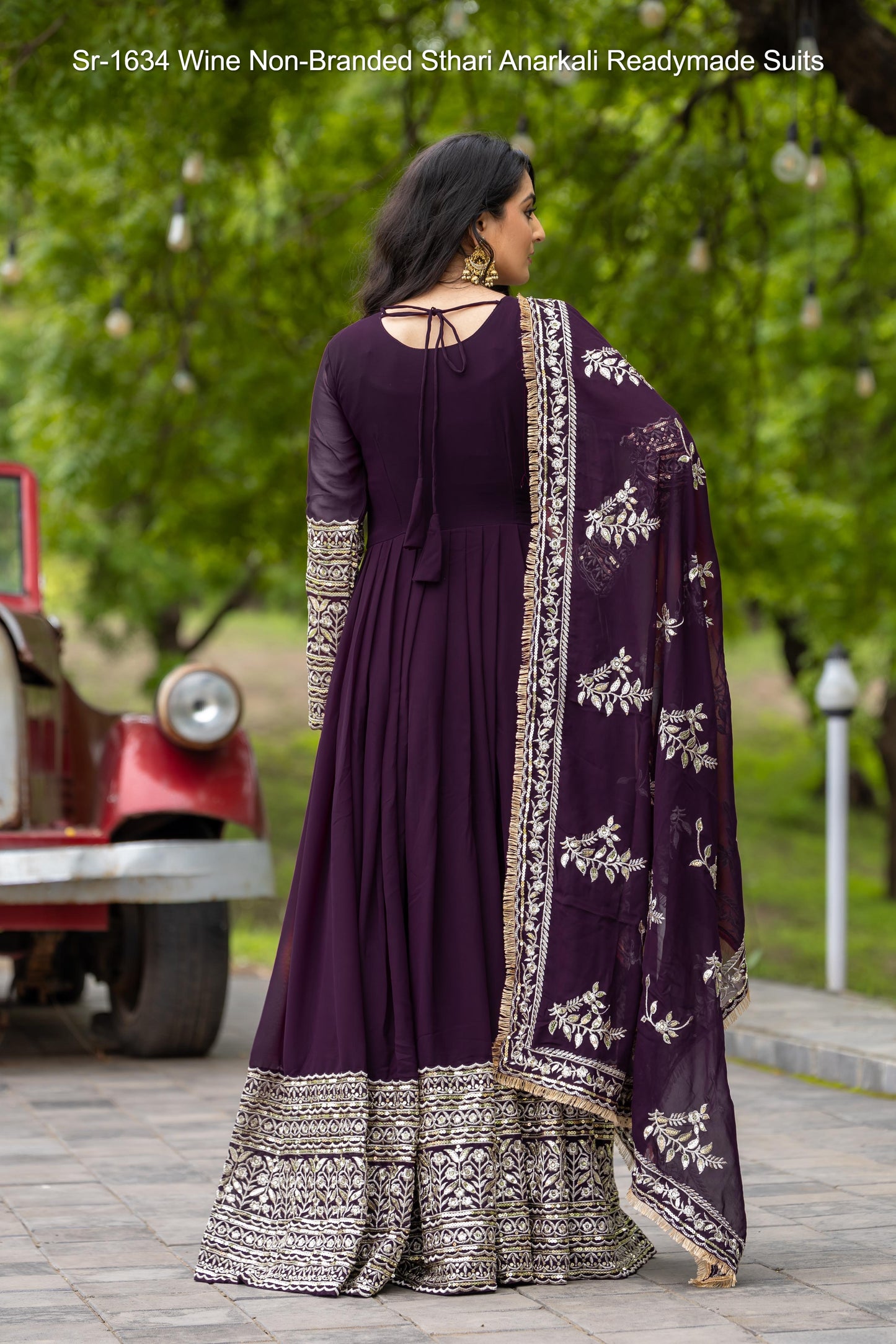 Sr-1634 Wine Non-Branded Sthari Anarkali Readymade Suits