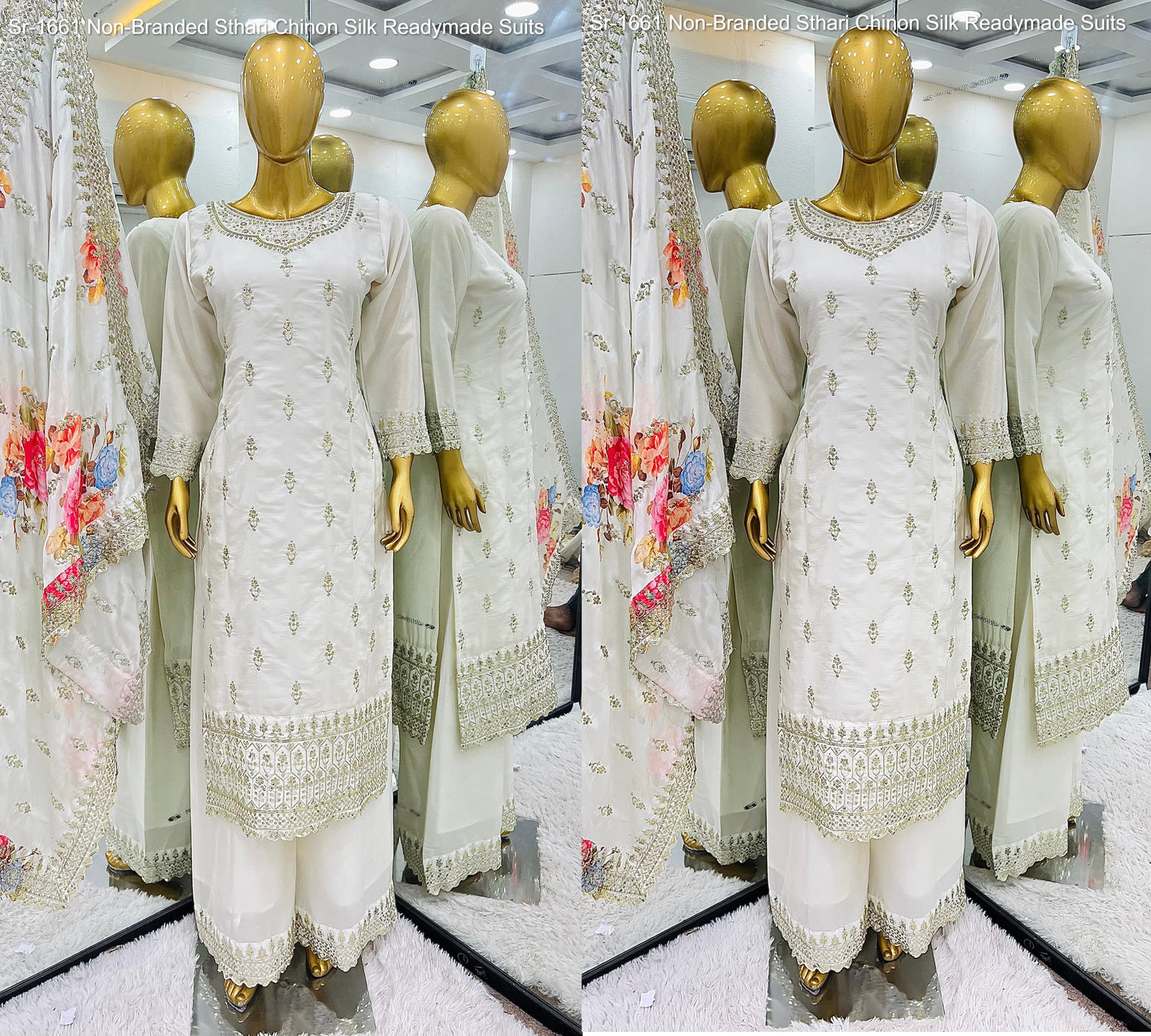 Sr-1661 Sthari Chinon Silk Readymade Suits