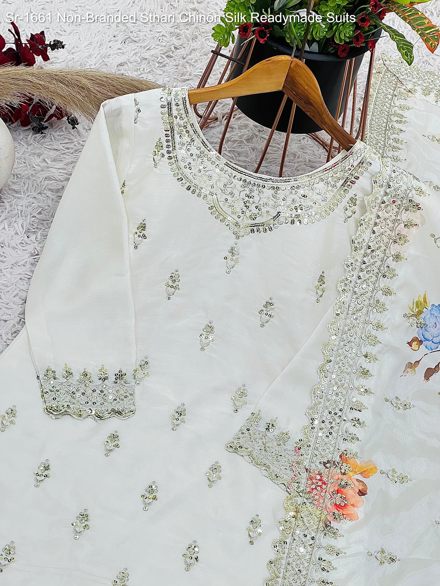 Sr-1661 Sthari Chinon Silk Readymade Suits