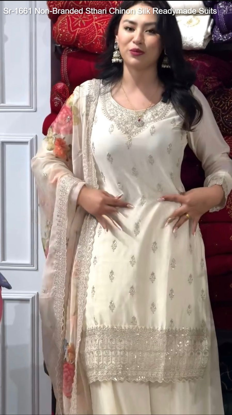 Sr-1661 Sthari Chinon Silk Readymade Suits