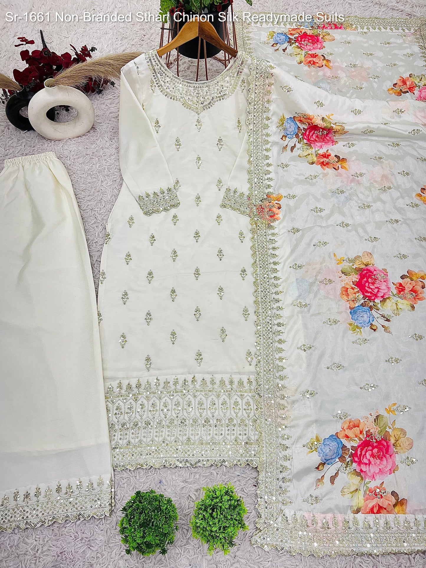 Sr-1661 Sthari Chinon Silk Readymade Suits