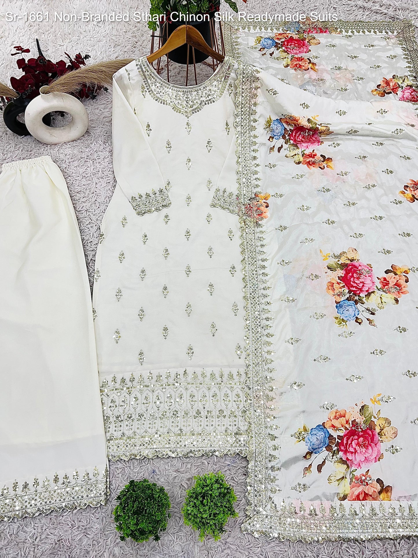 Sr-1661 Sthari Chinon Silk Readymade Suits