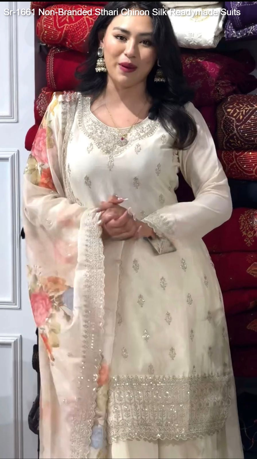 Sr-1661 Sthari Chinon Silk Readymade Suits