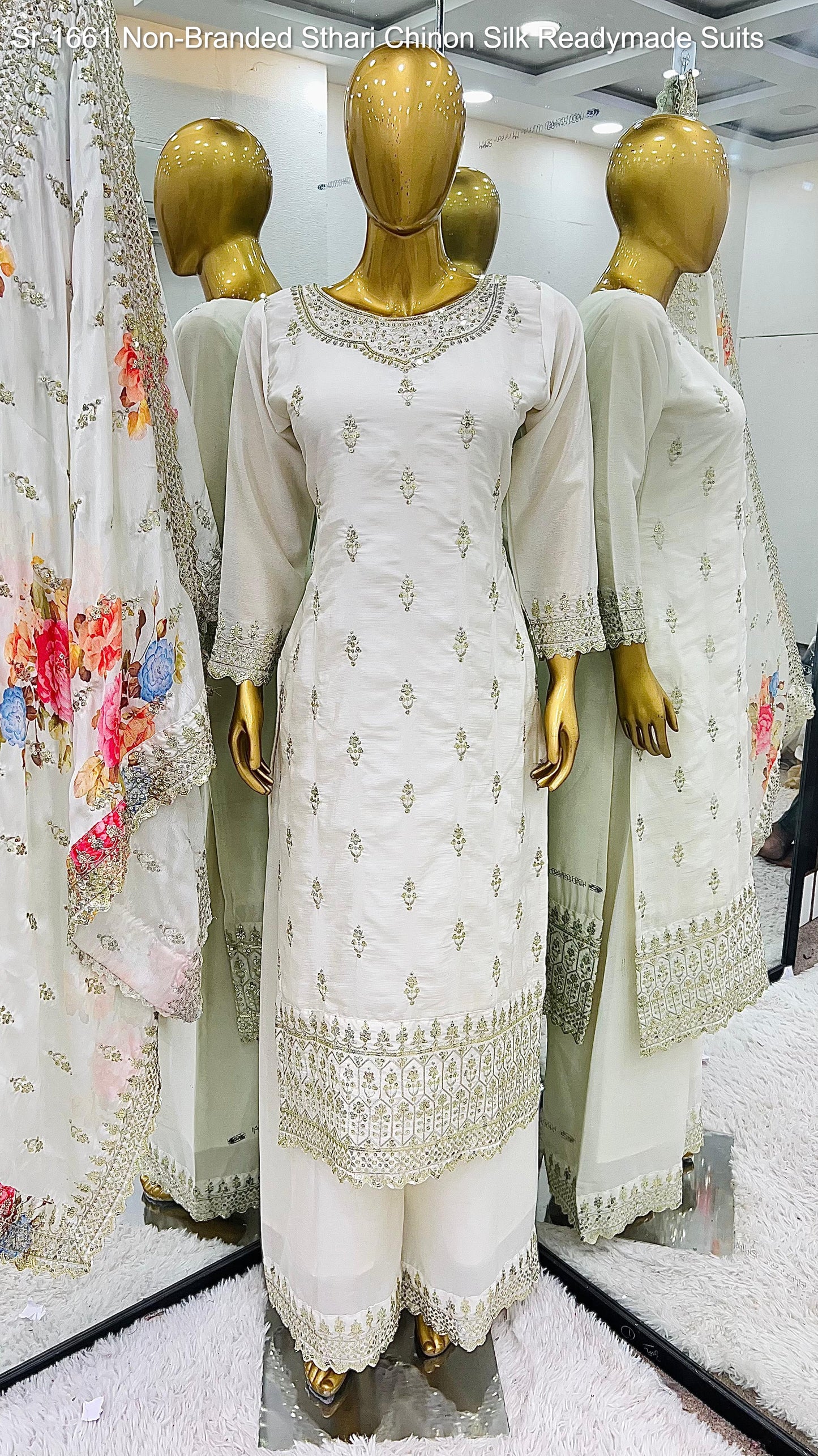 Sr-1661 Sthari Chinon Silk Readymade Suits