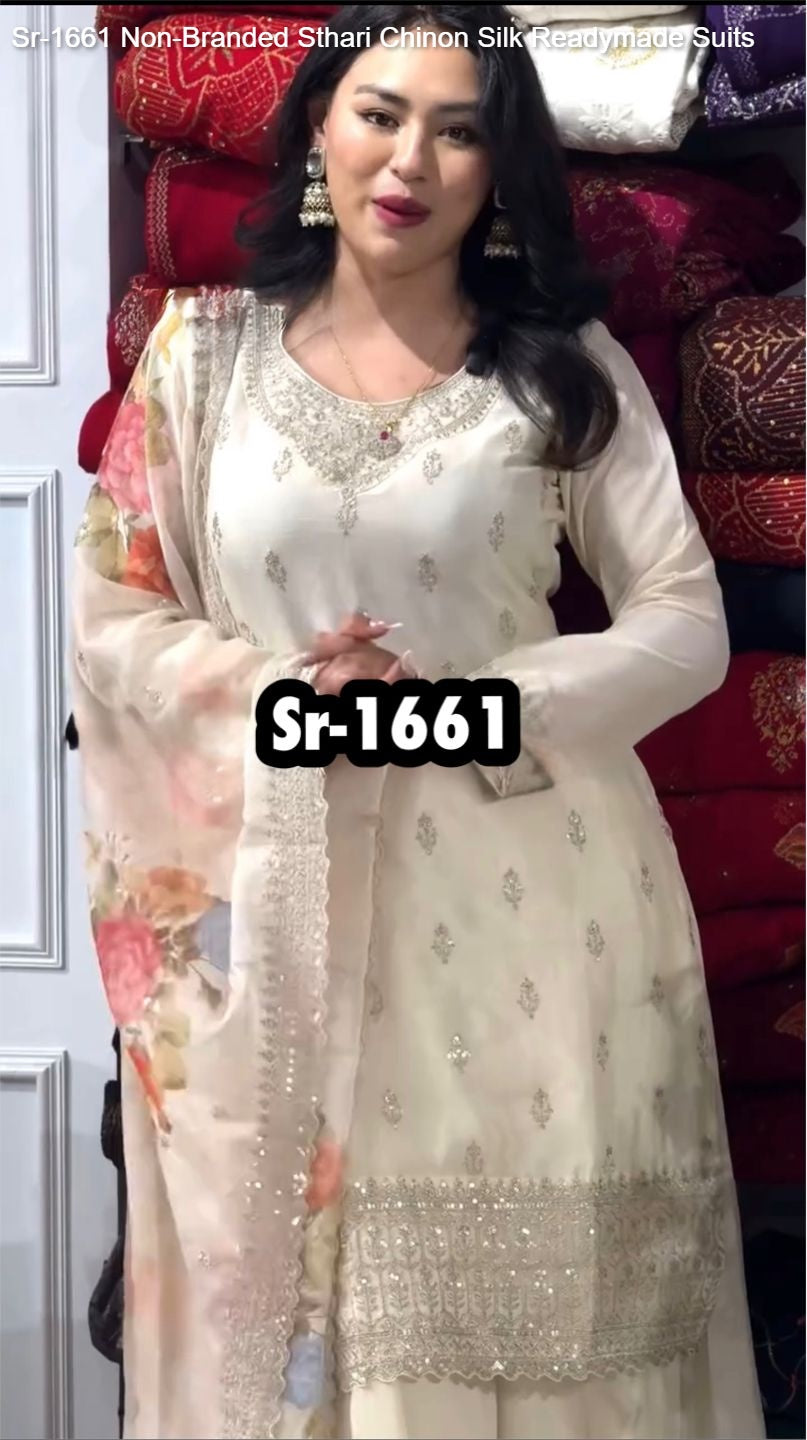 Sr-1661 Sthari Chinon Silk Readymade Suits