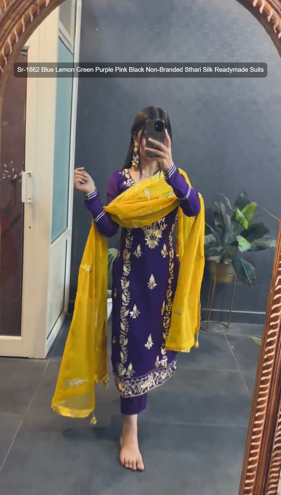 Sr-1662 Blue Lemon Green Purple Pink Black Non-Branded Sthari Silk Readymade Suits